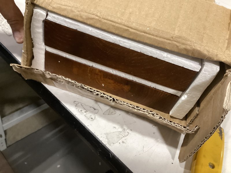 Condition photo showing Good Condition for solid wood floating shelves,23.6in finished real wood wall shelves with heavy-duty hidden bracket, easy installation, set of 2, 23.6in x 7.1in x 1.5in, for living room bedroom kitchen,bronze 23.6in bronze