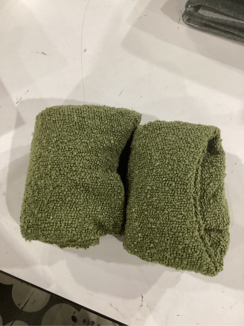 Condition photo showing Good Condition for miulee 18x18 inch decorative pillow covers for couch bed set of 2 textured boucle neutral throw pillows olive green accent solid cushion pillowcase cozy soft chair sofa livingroom home decor 18" x 18" (pack of 2) olive green