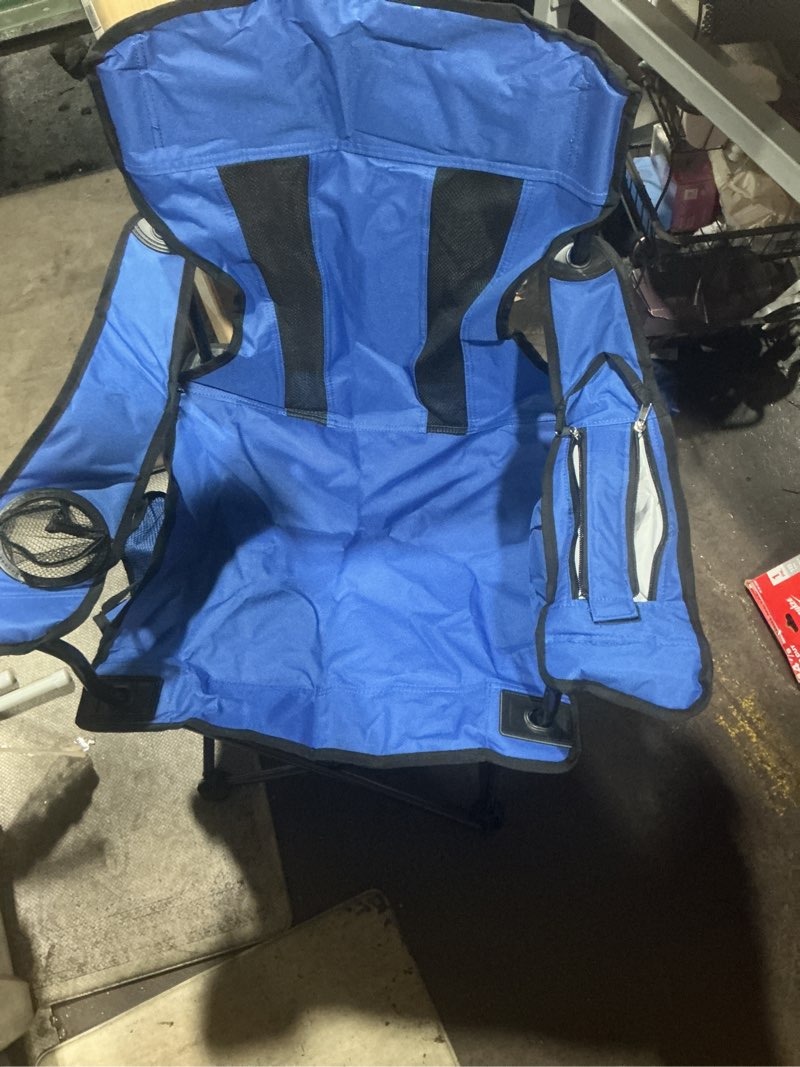 Condition photo showing As Is for amazon basics camping chair large, mesh back