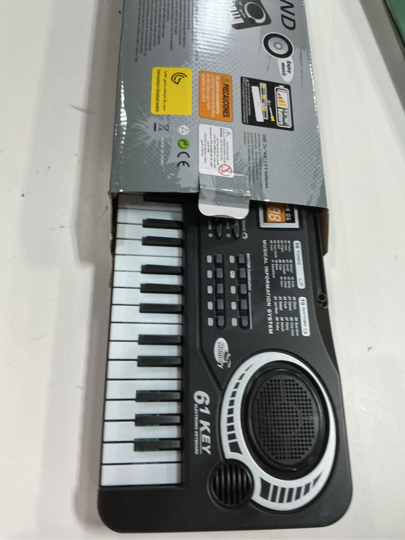 Condition photo showing As Is for 61 Key Piano Keyboard, Beginner Electronic Keyboard for Kids with Teaching Mode, 6 Demo Songs, 16 Tones, Microphone and Power Supply, Kids Piano Keyboard for Birthday Gift/Christmas Gift Black