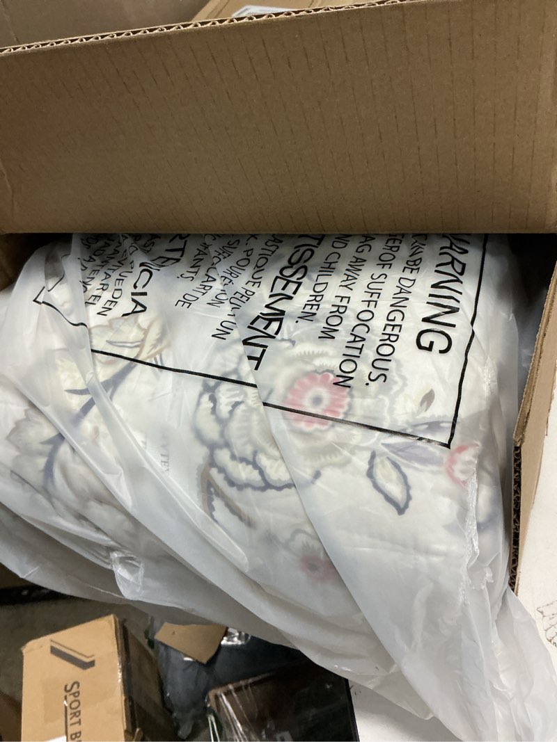 Condition photo showing Good Condition for Levtex Home - Ophelia Quilt Set - King Quilt and Two King Shams - Floral - Taupe Grey Cream Blush - Quilt (106x92in.) and Shams (20x36in.) - Reversible - Rayon/Cotton Quilt - King/Cal King Blush