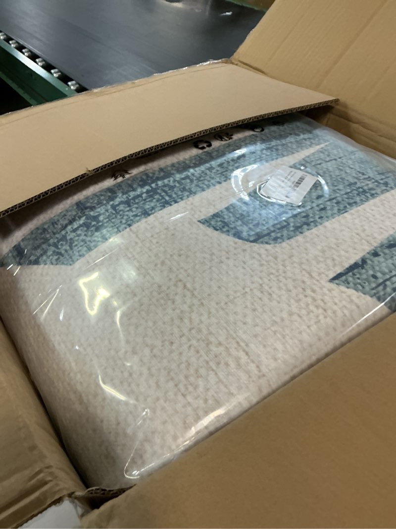Condition photo showing New/Like New for genimo outdoor & indoor area rug 10'x14', waterproof, non-shedding, easy cleaning, leaf mat for patio, living room, balcony, dining room, rv, deck, bedroom, camping, outside carpet, rust navy leaf rust navy 10' x 14' (rectangular)