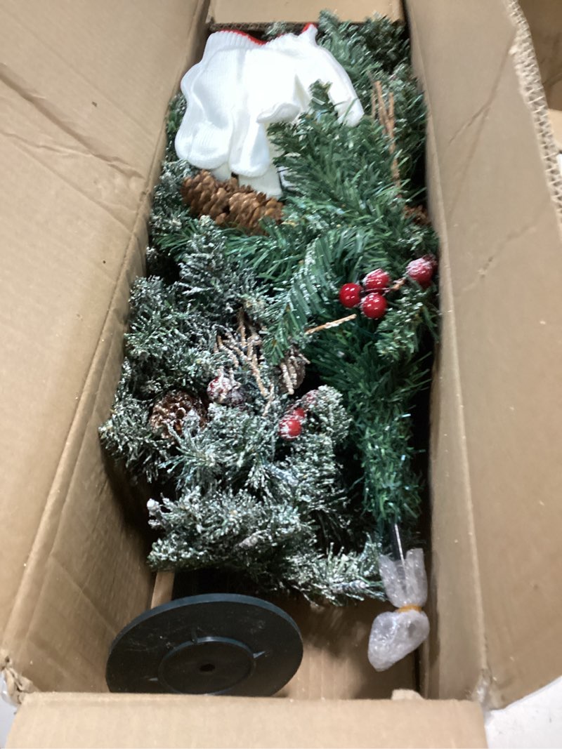 Condition photo showing Good Condition for 2Pcs Pre-Lit Christmas Tree, 2FT Artificial Christmas Tree Decorated with Pine Cones, Snow, Red Berries, Battery Operated for Porch,Entrances Tabletop