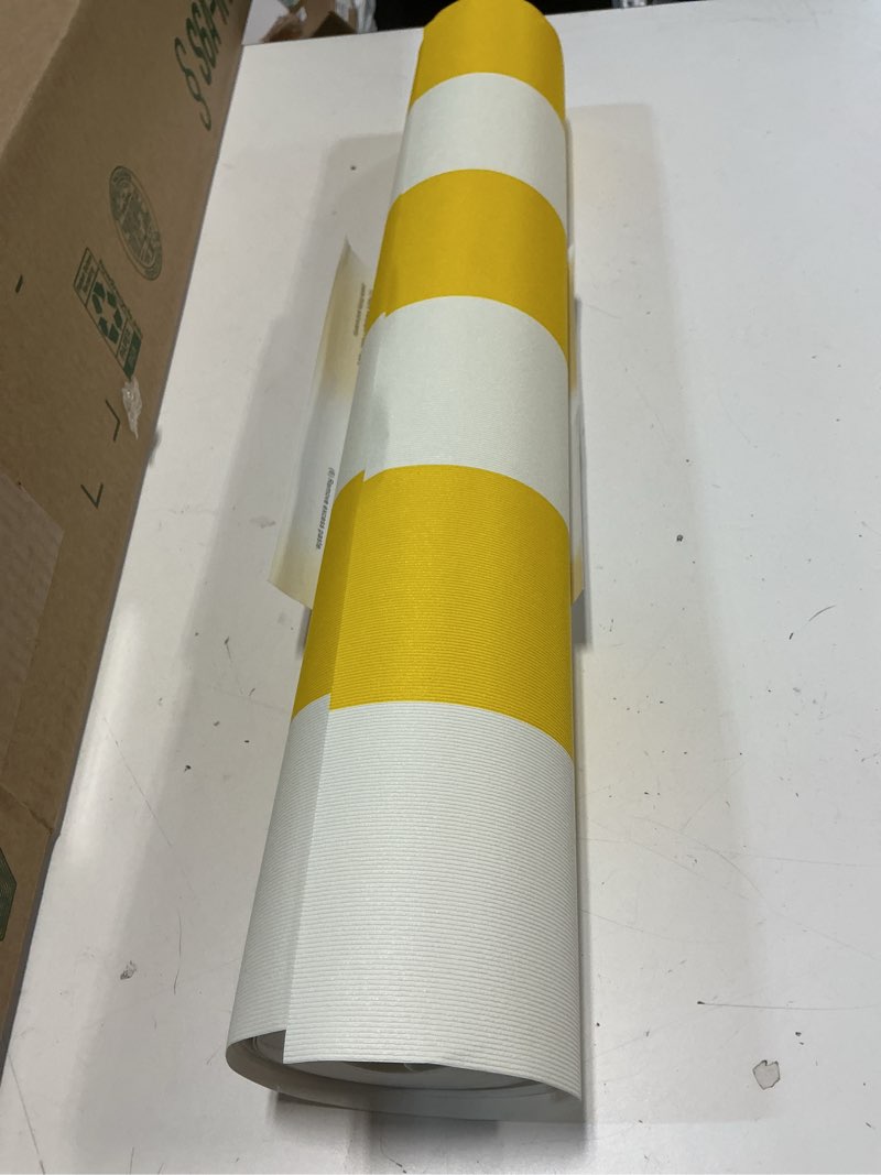 Condition photo showing Good Condition for Q QIHANG Nordic Style PVC Wallpaper Modern Minimalist Yellow and White Vertical Stripes Bedroom Living Room TV Background Wall Restaurant Hotel 20.87" Wx393.7 L Non-Pasted
