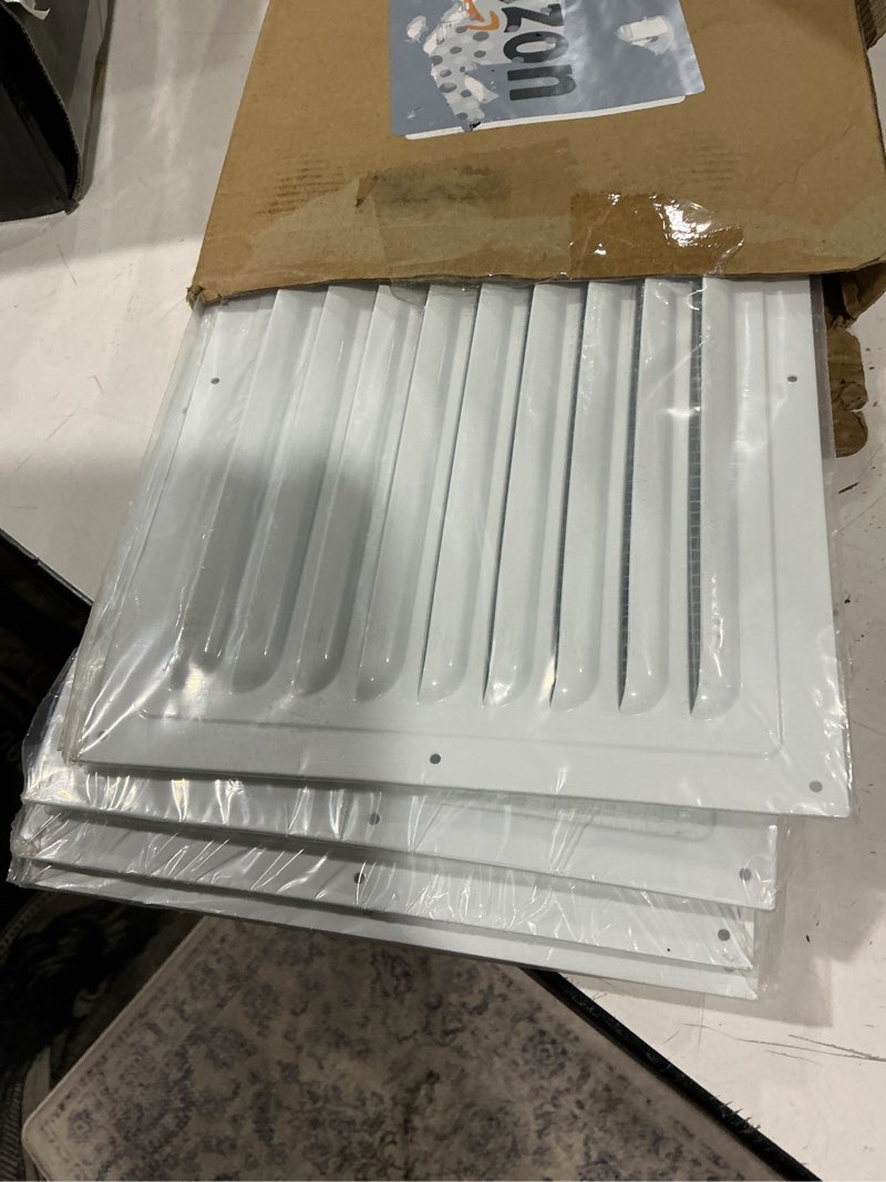 Condition photo showing Good Condition for 4 pcs 14 x 6 inch aluminum gable vents attic vents metal gable wall shed vent with screw and screen mesh, square return louver grille for ventilation exterior door house attic garage ceiling