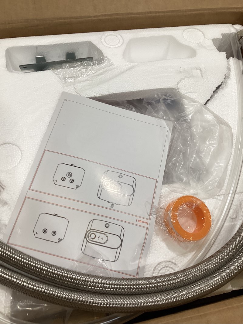 Condition photo showing As Is for 4 Gallon Water Heater Under Sink Instant Hot Water Heaters 1500W 110V 120V Mini Tank,Under Counter Water Heater with T&P Vavle 1/2" NPT for Kitchen,Bathroom,Camper,RV,Grey Gray 4 Gallon with T&P Valve