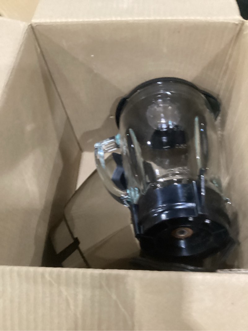 Condition photo showing As Is for oster pro 1200 smoothie blender with glass jar & 24oz to-go cup, countertop kitchen blender with 7 speeds, 1200w power, brushed nickel