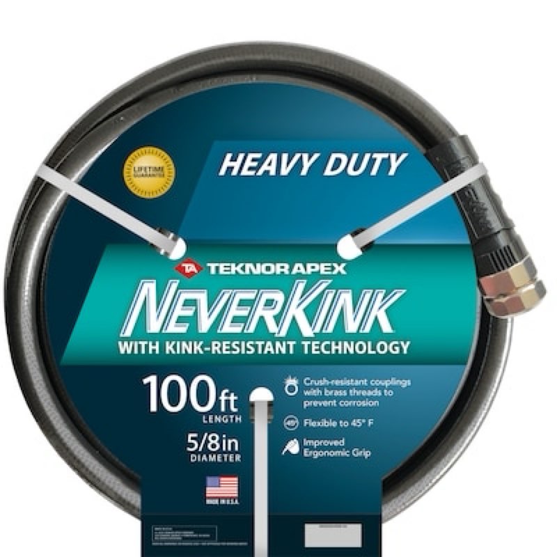 neverkink teknor apex 5/8-in heavy -duty kink free vinyl gray coiled hose