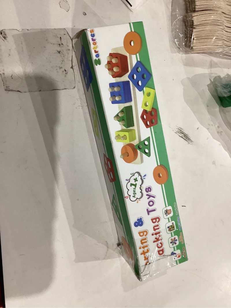 Condition photo showing New/Like New for Montessori Toys for 1 2 3 Year Old Boys Girls Gifts, Wooden Shape Sorter Toys for Ages 2-4, Toddler Learning Toy Puzzles Birthday Gift Ages 1-3 Rainbow