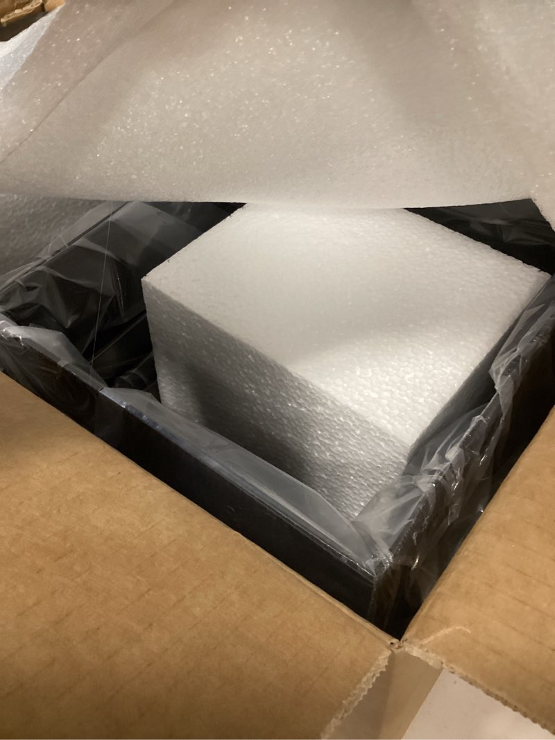 Condition photo showing Good Condition for buffet risers set of 8 acrylic cube display stands box risers with hollow bottoms 4 different size dessert table display set food nesting risers for buffet table, cupcake candy food, parties, brunch, weddings (8 pcs black cube)