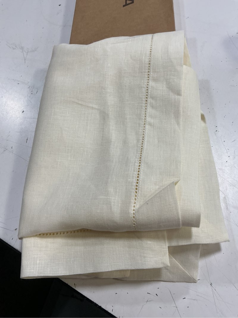 Condition photo showing Good Condition for signature linen™ by d'moksha ivory table runner 120 inches long, 100% pure linen, hemstitch, 14 x 120 inch table runner for dresser, dining- summer, father's day 14 x 120 inch 04 - ivory