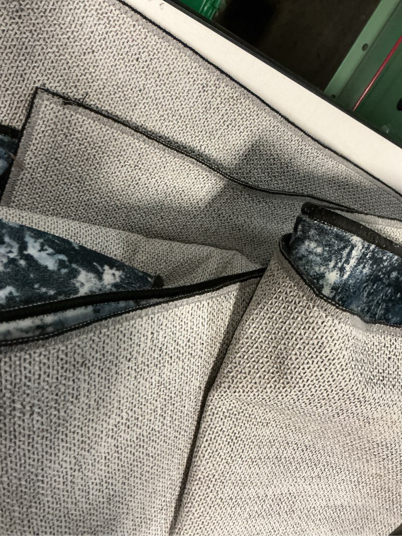 Condition photo showing As Is for Rugflix 9x12 Area Rugs for Living Room, Washable Large Rug Stain-Resistant Low Pile, Modern Dark Carpet for Dining Room Home Office Kid Room Nursery Bedroom, Navy Blue/Black Ocean Blue 9' x 12' (Rectangular)