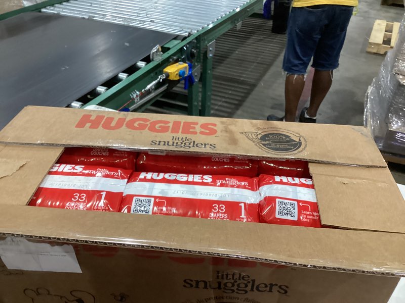 Condition photo showing New/Like New for huggies size 1 diapers, little snugglers diapers, size 1 (8-14 lbs), 198 count (6 packs of 33), packaging may vary