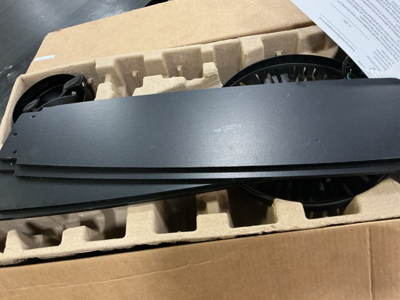 Condition photo showing As Is for harbor breeze brenthaven 52-in matte black with matte black/mocha blades color-changing indoor ceiling fan with light (5-blade)