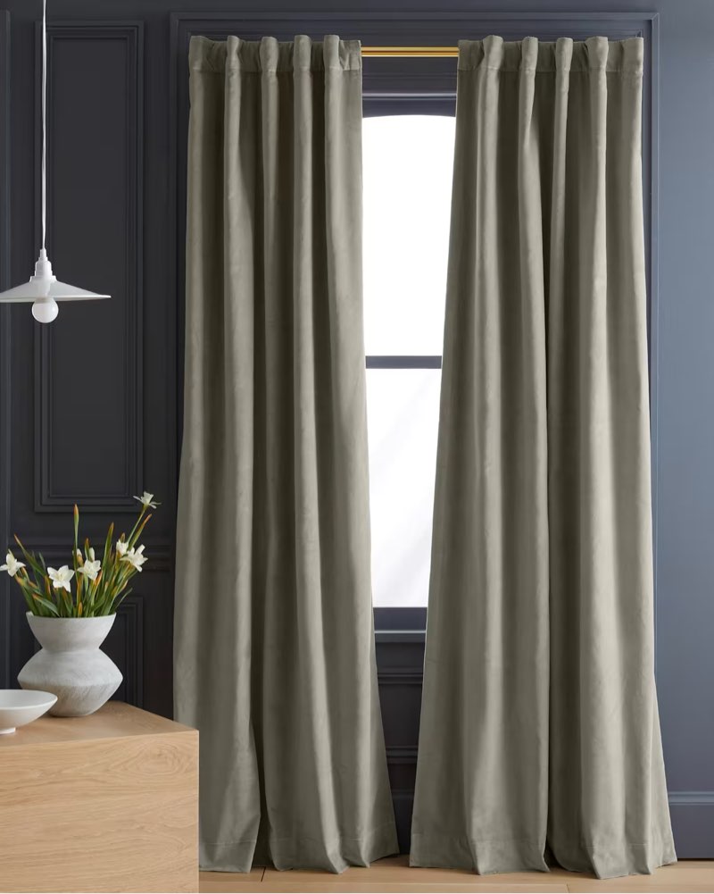 cotton velvet room darkening curtain - single panel color: light grey size: 48x96