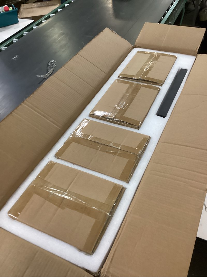 Condition photo showing Good Condition for Linear Chandelier for Dining Room, Modern 4 Light Kitchen Island Lighting with Fabric Lampshade, Rectangular Chandeliers for Dining Living Room Restaurant L44INxW7INxH12IN