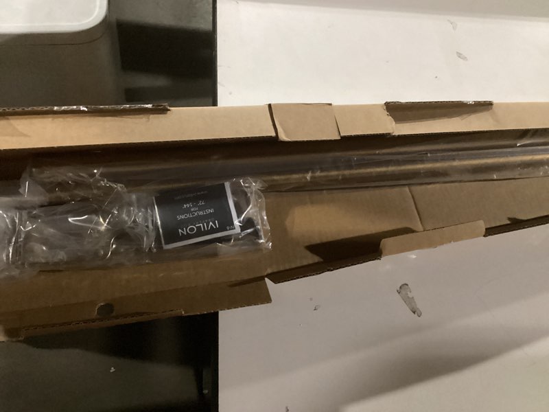 Condition photo showing As Is for Ivilon Drapery Window Curtain Rod - End Cap Style Design 1 Inch Pole. 72 to 144 Inch Color Warm Gold 72 to 144 in.