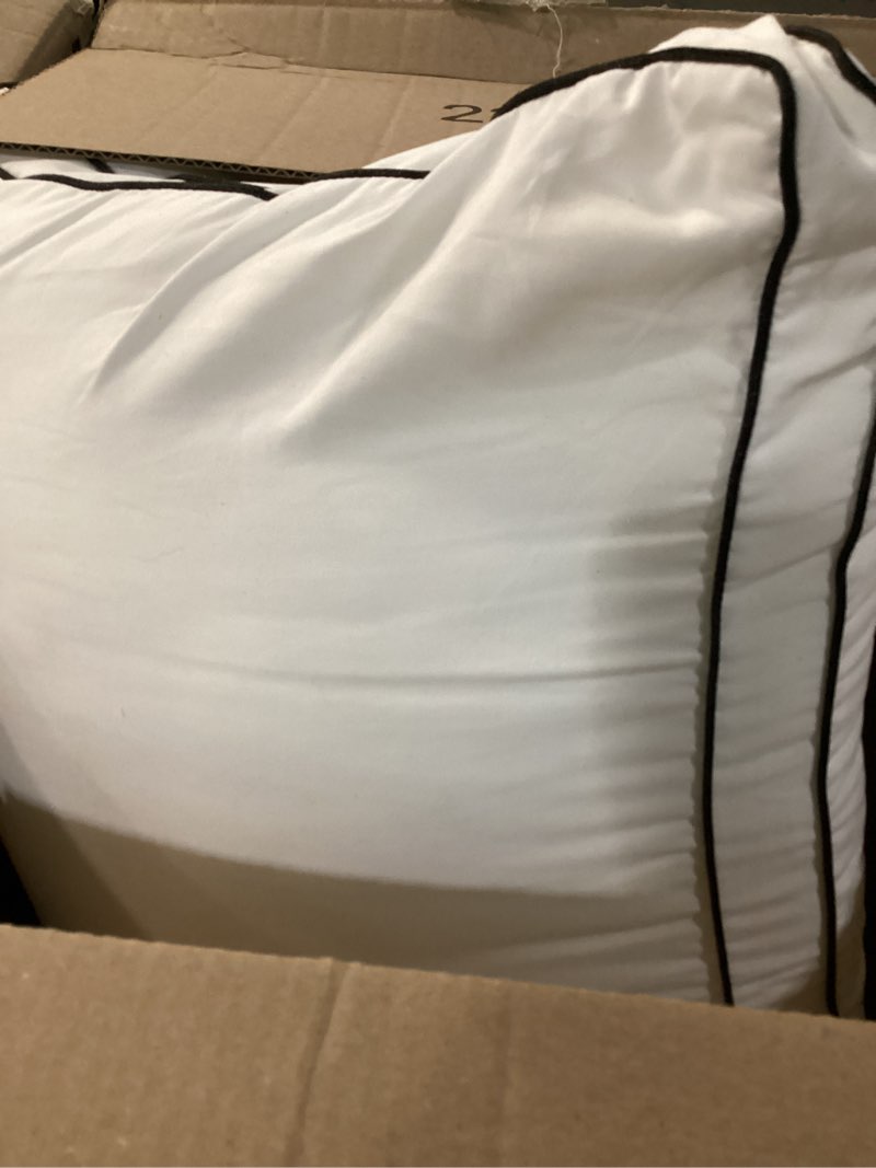Condition photo showing As Is for Premium Pillows King Size Set of 2, Fluffy and Supportive 7D Down Alternative Bed Pillows, Luxury Soft Hotel Quality Gusseted Pillow for Side Back Stomach Sleepers, Relief Neck Head and Shoulder Pain Pack of 2 King - 20" x 34" White
