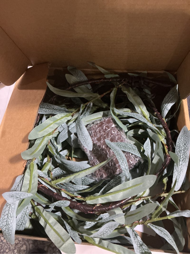 Hairui Lighted Artificial Olive Garland 6FT 96 LED Fairy Lights Battery Operated, Faux Vine Lights w