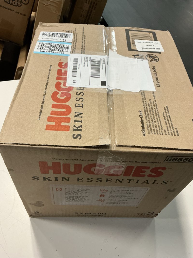 Condition photo showing New/Like New for huggies size 2 diapers, skin essentials baby diapers, size 2 (12-18 lbs), 192 count (3 packs of 64), packaging may vary size 2 192