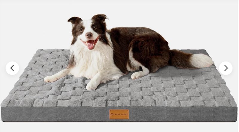 Patas Lague Orthopedic XL Dog Bed for Large Dogs XL:42x28x3.5 IN, Grey