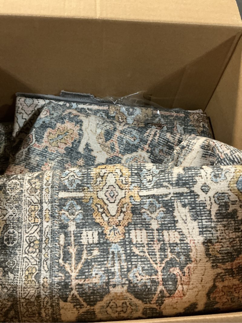 Condition photo showing As Is for 5X7 Area Rugs Machine Washable Rugs for Living Room, Vintage Boho Large Rugs for Bedroom Dining Room, Non Slip Indoor Soft Distressed Lightweight Thin Low Pile Carpet, Terracotta Terracotta 5' x 7' (Rectangular)