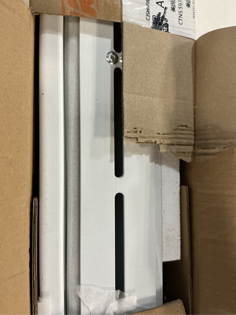 Condition photo showing New/Like New for torack garage ceiling bin storage rack, overhead tote storage rail system heavy duty adjustable tote slide rails garage bins storage system(white, bins are not included)