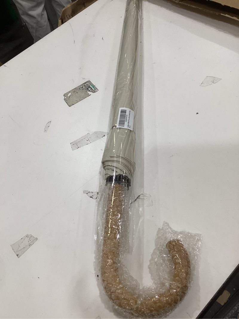 Condition photo showing New/Like New for SoulRain 16 Ribs 48" Stick Umbrella Auto Open Solid Color Fashionable and Simple?Arc Classic Wood Handle?Windproof Unbreakable Stick Rain Umbrella Cream