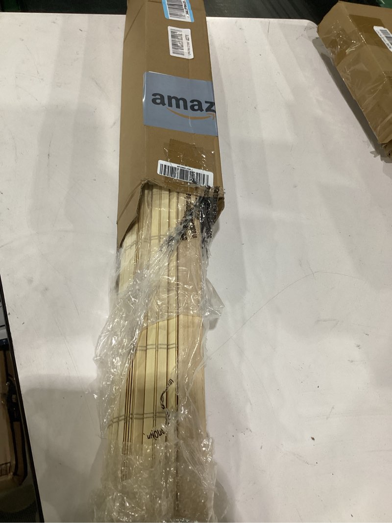 Condition photo showing Good Condition for unishades no drill cordless bamboo roman shades, 27×48 in, natural | natural material, light filtering, easy install ?wide bamboo strips?alternate natural 27" w × 48" h