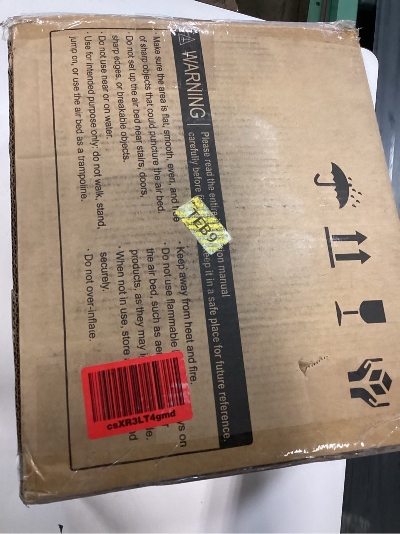 Condition photo showing New/Like New for kingjerry air mattress full with built in pump, 18" raised comfort full size air mattress, dual-layer leakproof blow up mattress, support 600 lbs, 2.5-min inflation air bed for home camping guests