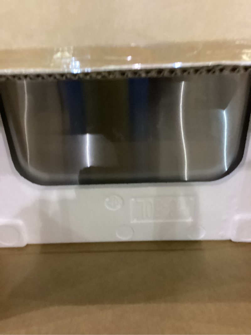 Condition photo showing As Is for Amazon Basics Smudge Resistant Rectangular Trash Can With Soft-Close Foot Pedal, Brushed Stainless Steel, 50L/13.2 Gal, 16.7x14.7x25.9 in, Satin Nickel Finish