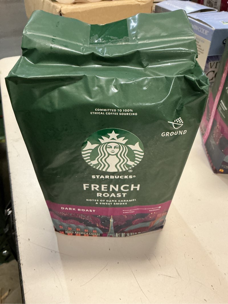 Condition photo showing Good Condition for ( BB/01/2026);Starbucks Ground Coffee, Dark Roast Coffee, French Roast, 100% Arabica, 1 bag (28 oz) French Roast 28 Ounce (Pack of 1)