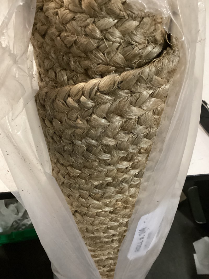 Condition photo showing Good Condition for lr home natural jute 4ft round area rug for home decor | braided rugs for living room, bedroom, playroom | modern boho farmhouse indoor carpet for room decor | tan/beige tan/beige 4' (round)