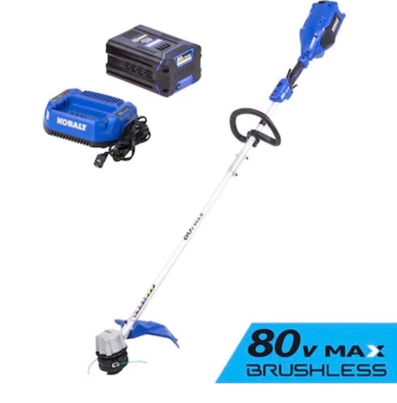 kobalt 80-volt 16-in straight shaft battery string trimmer 2.5 ah (battery included) (charger included)