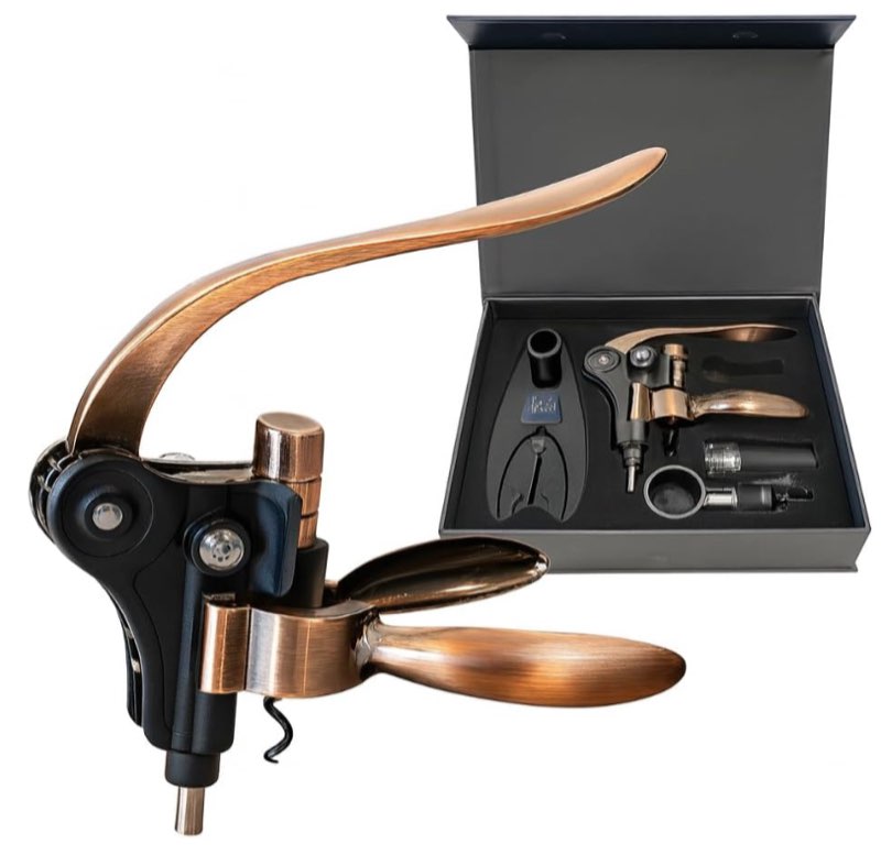 wine bottle opener corkscrew set – luxiluxy [2023 upgraded, does not break!] including foil cutter, bottle stopper, opener stand and extra spiral - corkscrews wine opener set- wine opener kit