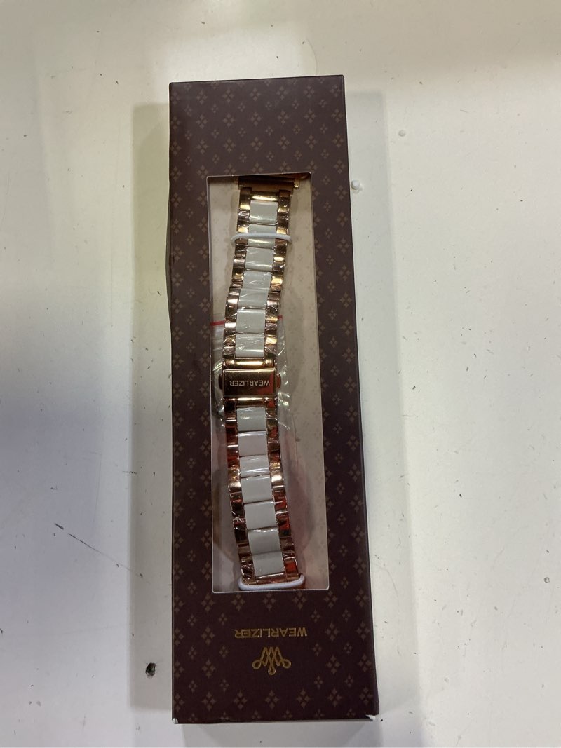 Condition photo showing Good Condition for wearlizer compatible with apple watch band 42/44/45/46/49mm fashion wristbands womens, stainless steel+resin metal replacement for iwatch series 11 10 9 8 7 6 5 4 3 se/ultra 3 2 1-rosegold+starlight 49/46/45/44/42mm(series 3 2 1) rosegold+starlight