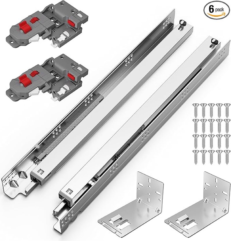 Chibery 12  Inch Undermount Soft Close Drawer Slides, Full Extension 3D Locking Device, Rear Mount Brackets, Concealed Bottom Mount Rails for face Frame Cabinet, 100 LB?12 inch, 6 Pair?