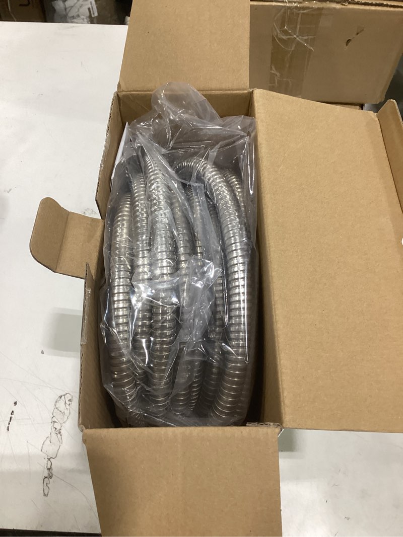 Condition photo showing New/Like New for garden hose 50ft, heavy duty stainless steel water hose with 10 functional nozzles, no kink, lightweight and flexible, easy to use and store, strong and sturdy, suitable for yard and lawn