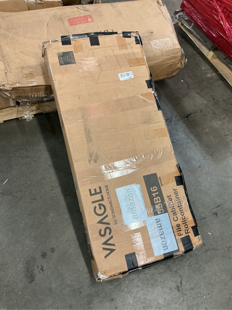 Condition photo showing As Is for VASAGLE 3 Drawer File Cabinet, File Cabinet with Lock, Printer Stand, Office Filing Cabinet Organizer, for A4 and Letter Size Files, Ink Black UOFC055B16 Ink Black 3 Drawers