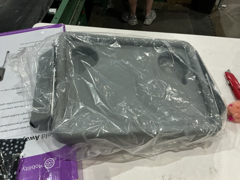 Condition photo showing Good Condition for dmi walker tray, rollator tray, mobility and walker accessory tray table fits most standard walkers, folding with two cup holders and tool free assembly, 16 x 11.8 inch gray 1 count (pack of 1)