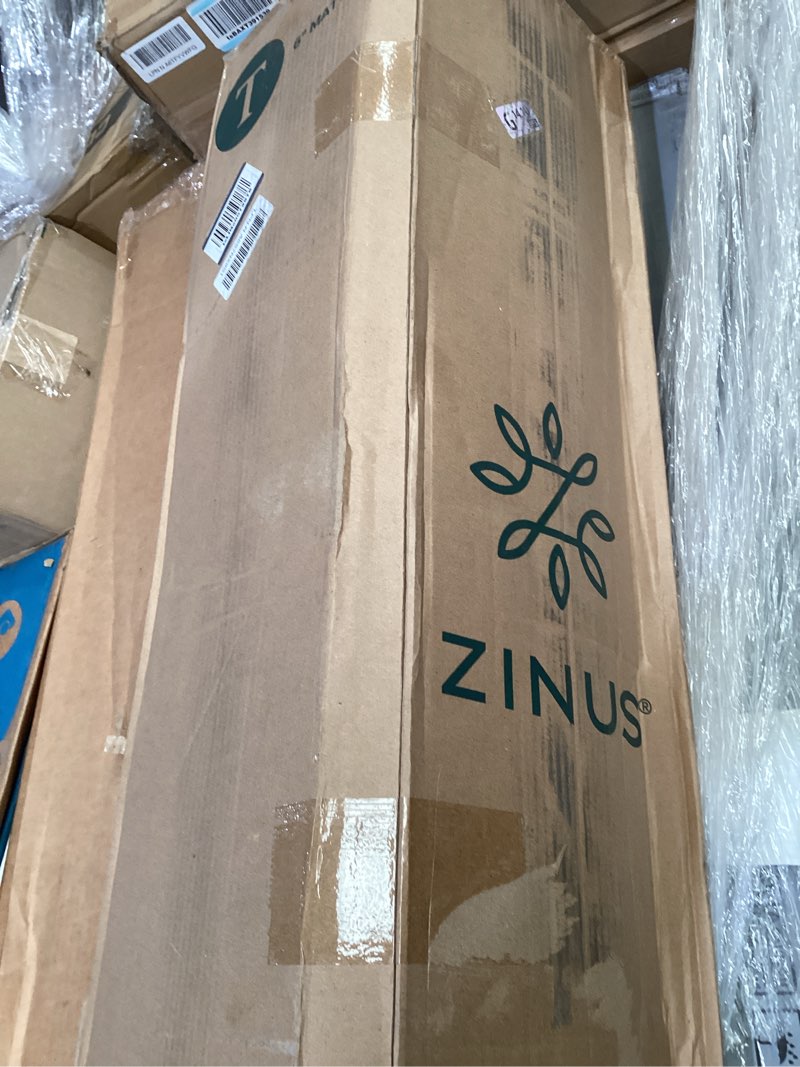 Condition photo showing As Is for zinus 6 inch foam and spring hybrid mattress [new version], twin, medium firmness, durable support, certified safe foams & fabric, mattress in a box, white white twin 6" new small box