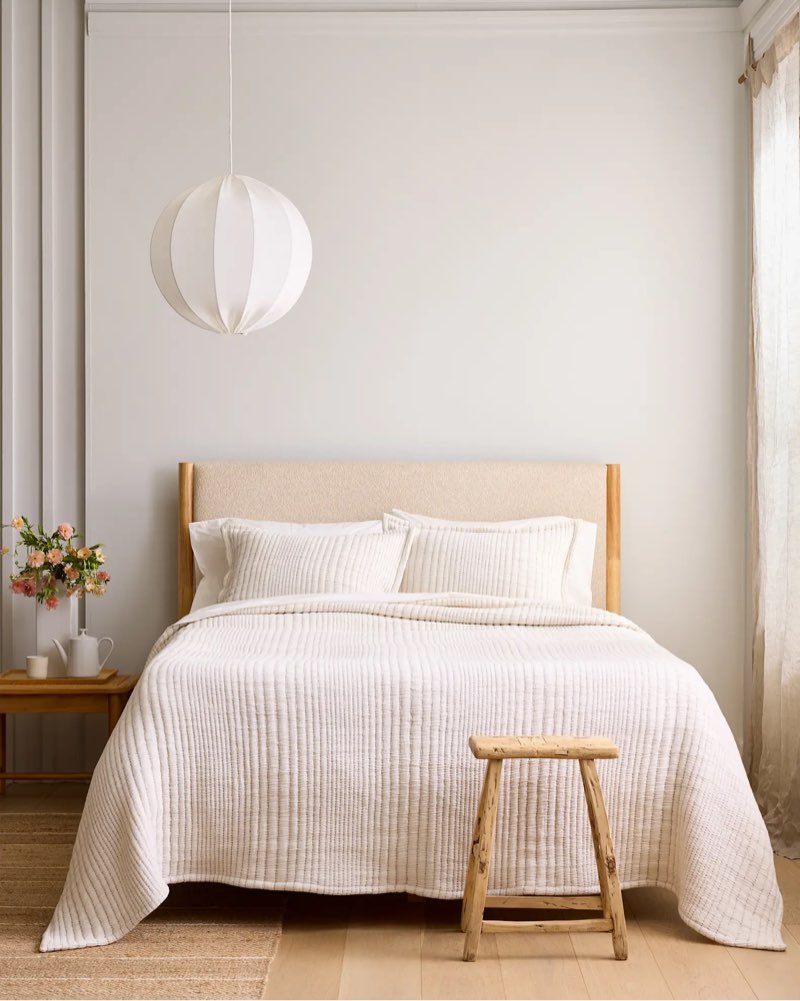 quince organic cotton channel stitch coverlet set queen with shams