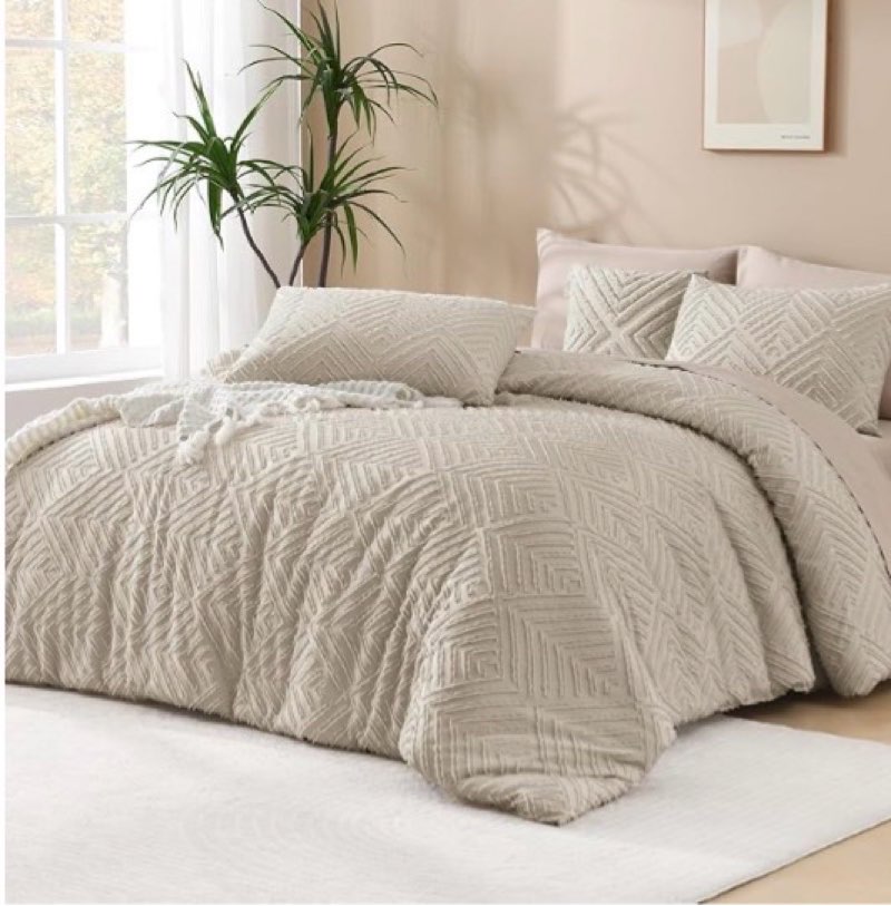 Andency Oversized King Comforter 120''x98'', 3 Pieces Oatmeal Soft Boho Bedding Set & Collections, All Season Farmhouse Tufted Fluffy Bed Set (1 Comforter, 2 Pillowcases)