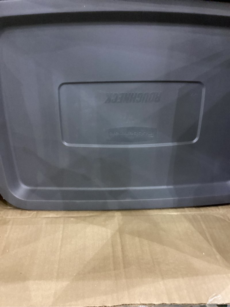 Rubbermaid Heavy Duty Black Storage Bins Plastic Totes with Lids for Storage, Stackable, Large Capac