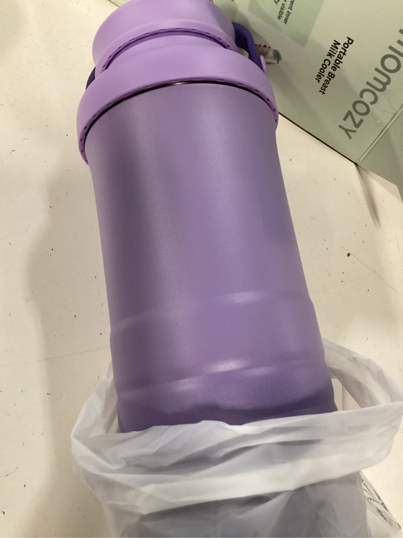 Condition photo showing New/Like New for momcozy 22oz portable breast milk cooler for outdoor, life saver with 360° total cooling for 24 hours, larger capacity travel breastmilk chiller with 2pcs baby bottles for breastmilk storage purple