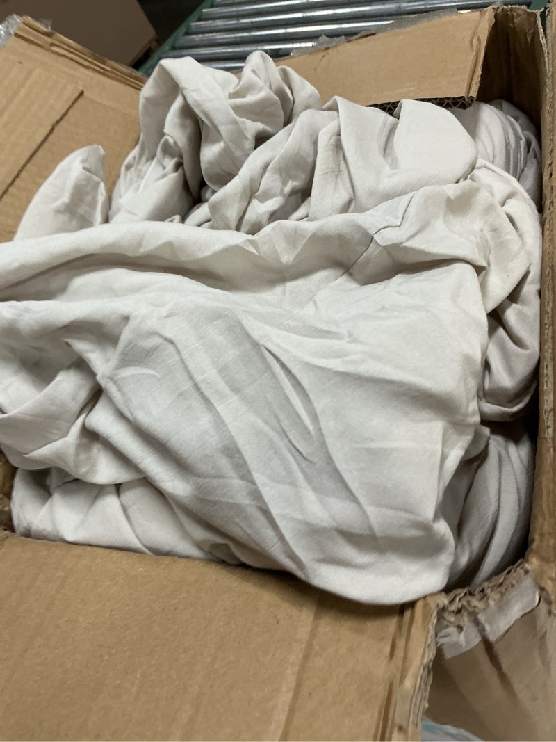 Condition photo showing As Is for bedsure oversized king comforter set, beige soft prewashed bedding for all seasons, 3 pieces gentlesoft™ bed set, 1 lightweight comforter (120"x98") and 2 pillowcases (20"x36")