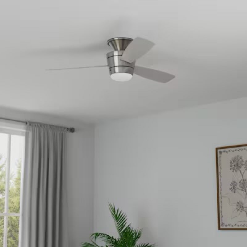  harbor breeze mazon 44-in brushed nickel with brushed nickel/black blades led flush mount