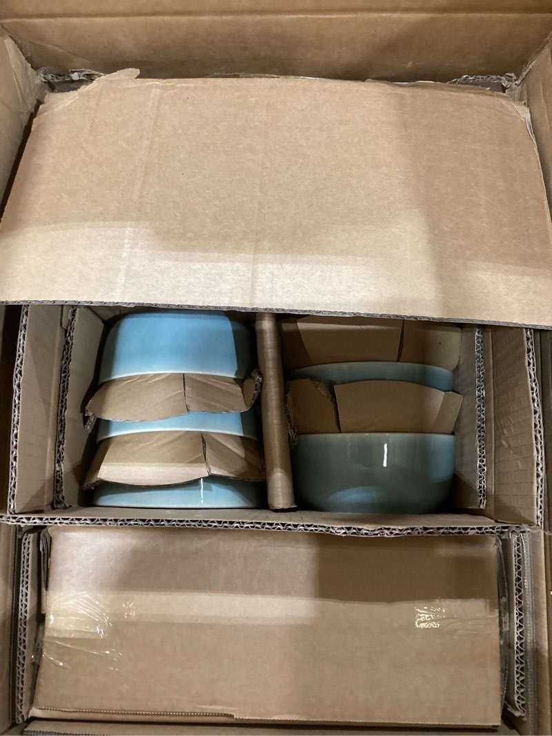 Condition photo showing Good Condition for gbhome ceramic dinnerware sets for 6, 18 pieces stoneware plates and bowls sets, scratch resistant dishes, dishwasher & microwave safe, reactive glaze-malachite green malachite green service for 6(18pcs)