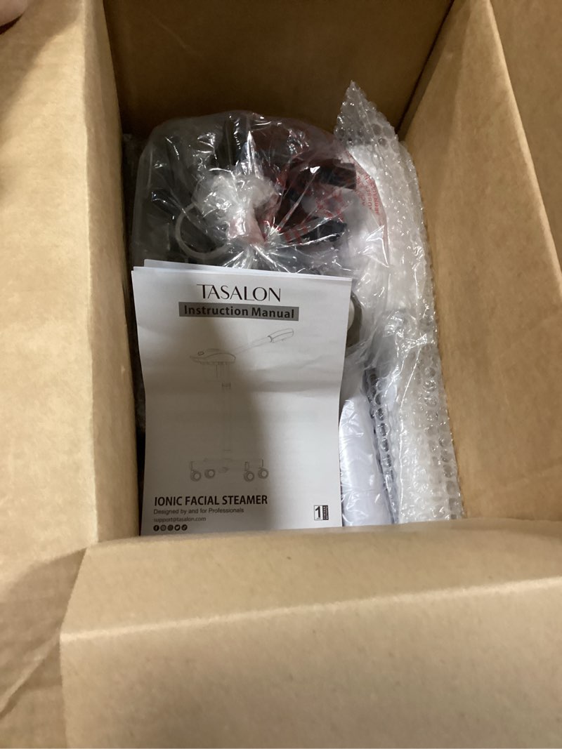 Condition photo showing Good Condition for TASALON Professional Facial Steamer Machine on Wheels, Standing Esthetician Steamer with Hot Ozone Mist, Facial Be Used for Skin Rejuvenation, Steamer for Facial Used for Spa or Personal Care, White