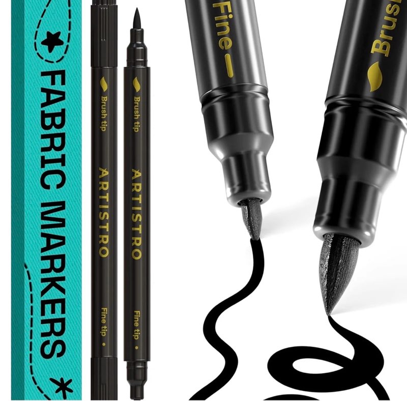 artistro 2 black dual-tip fabric markers